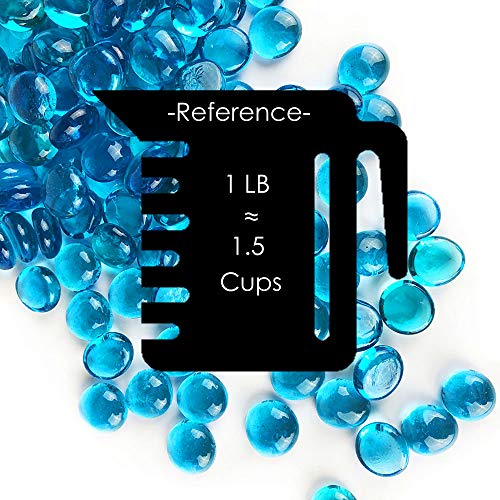 CYS EXCEL Light Blue Glass Gemstone Beads Vase Fillers (1 LB) Flat Marble Beads Multiple Color Choices Aquarium Decor Rocks Floral Stones Decorative Mosaic Glass Gem Pebbles (Approx. 85~100 PCS) - color: Light Blue, size: 1 lb