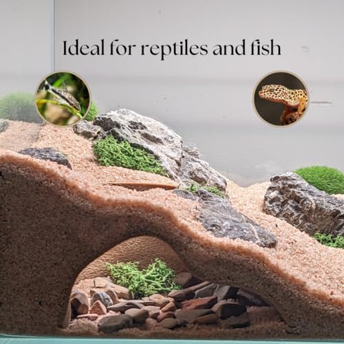 Aquarium & Terrarium Natural Viewing Cave | Fish & Reptiles | Gecko, Corydora, Pleco, Kuhli Loach Hide (Sand) - color: Sand - Gecko, Corydora, Pleco, Kuhli Loach Hide