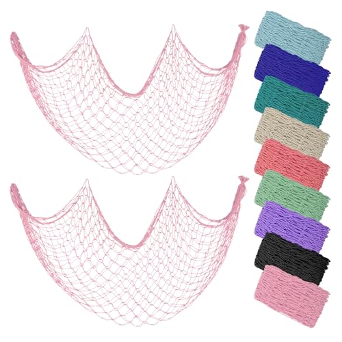 ZUEXT Light Pink Decorative Fishing Net 80x40 Inch, 2PCS Wall Photo Hanging Fishnet,Cotton Mermaid Net for Nautical Mermaid Pirate Ocean Themed Hawaii Beach Under the Sea Party Decorations - color: Light Pink, size: 80" x 40" - 2 Pack