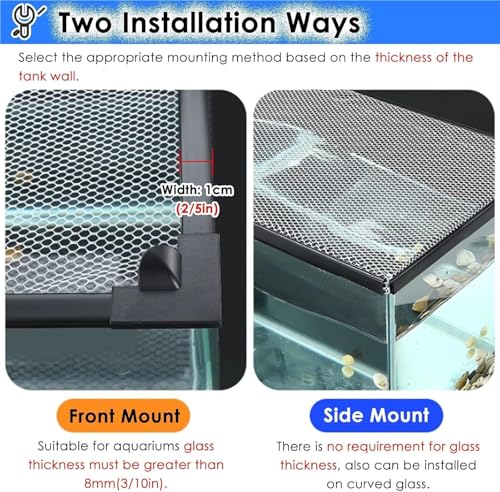 Aquarium Anti-Jump Cover， Square Terrarium Top Covers Anti-Fish Jump Net with Corner Handles(L35xW25cm) - size: L35xW25cm
