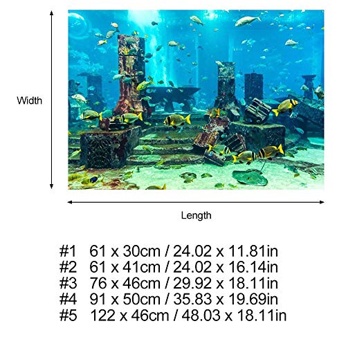 PVC Fish Wall Decorations Sticker, Coral Aquarium Background Underwater Poster, Dual Side 3D Effect Sea-World Pattern (61 x 30cm) - color: 61*30cm