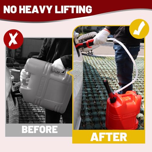 FUELIO Battery Operated Gas Pump with Nozzle - Battery Powered Gasoline Transfer Pump With 3 FT Long Hose 2.2 GPM Transfer Pump For Water Kerosene Gas Can Hand Fuel Pump