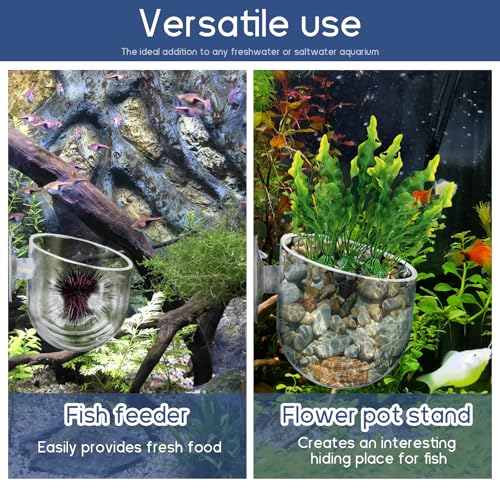 2Pcs Fish Tank Plant Holder Aquarium Plant Pot Suction Cup Planter Clear Acrylic Aquatic Plants Pot Aquarium Plants Cup for Fish Tank Decorations Water Culture Decor