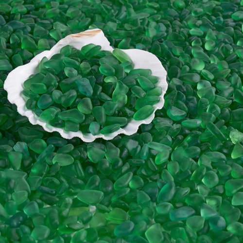 QEQEKAKA Sea Glass Stones for Crafts About 0.5LB (187g/6.6oz) Glass Pebbles Gemstones Bulk for Beaching Wedding DIY Decoration Aquarium Turtle Tank Vase Filler - color: Green, size: 0.5LB (187g/6.6oz)