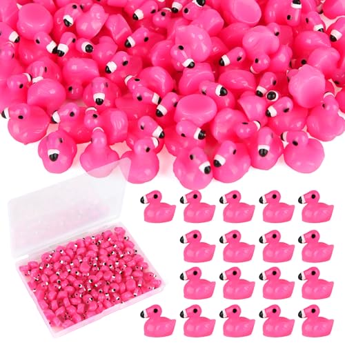TOUCH TOP 100pcs Mini Flamingo Resin Ducks, Pink Figurine Tiny Animals Set Toy Bulk for Garden Lawn Decor DIY Craft Dollhouse Micro Landscape Fairy Party Gifts - style: Mini Flamingo