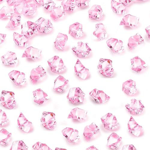 DomeStar 550PCS Small Pink Vase Fillers, Acrylic Fake Ice Rocks Pink Gems Crystals Diamonds for Table Centerpiece Fish Tank Table Scatter Photography Props Display Decor (0.4 * 0.6) - color: Pink