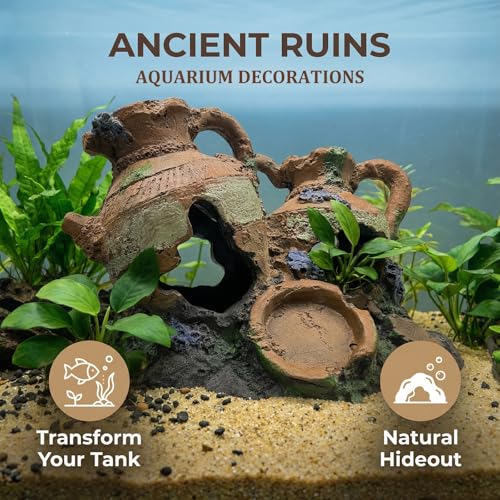 Fish Tank Aquarium Decor Cave Decorations – Resin Broken Jug Hide Ornament for Betta Goldfish Shrimp, Large Artificial Rock House Hideout for Aquariums Habitat - color: Jug