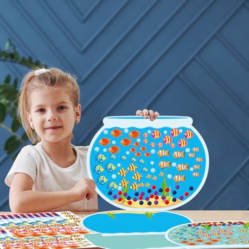 Fancy Land 16 Make Your Own Fish Tank Stickers with Cardboard Backgrounds 14.2 X 11 Inch Summer School Kids Classroom Project Party Activities Graduation End of Year