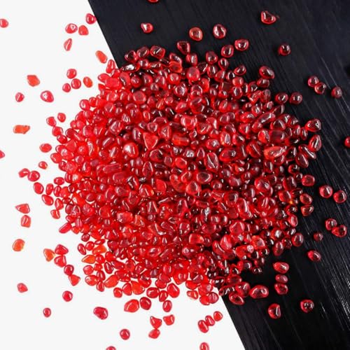 1 Lb (460 g) Red Sea Glass Stones Irregular Rainbow Glass Pebble Decorative Rock Quartz Tumbled Gemstone Chips for Aquarium Decoration/Vase Filler/Jewelry Making/Handwork Craft/Gems Display - color: Red