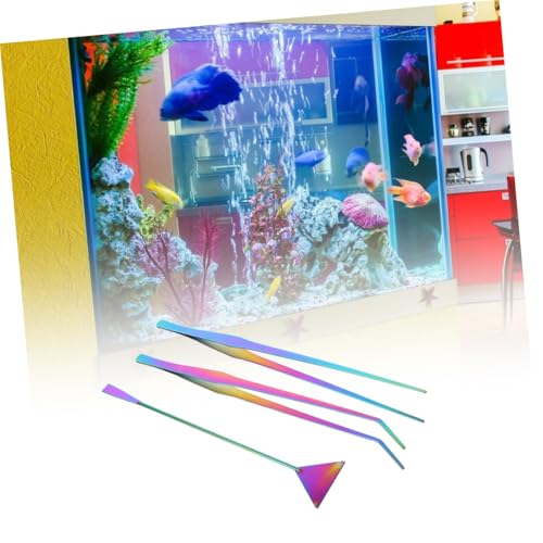 Toyvian 3pcs Aquascaping Tools Set for Aquarium Cleaning Stainless Steel Tweezers Spatula for Fish Tank Maintenance Durable Rustproof Water Plant Care Tools