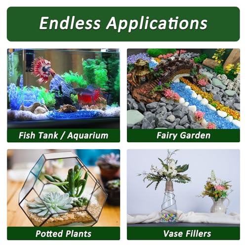 BXI 2.2 Lbs Small Aquarium Substrate Gravel Sand, Polished Smooth Fish Tank Gravel, Colorfast Uncoated Vibrant Blue Sea Glass, Decorative Stones for Vase Fillers, Fairy Garden, Potted Plants - color: Multicolored Glass Sand, size: 2.2 lbs, 0.24''-0.40''(M