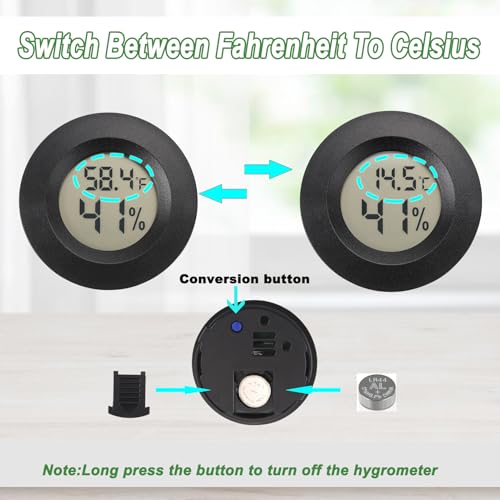 Mini Hygrometer Digital Thermometer Humidity Meter Hygrometer Thermometers Indoor/Outdoor Humidity Monitor Reptile Thermometer for Greenhouse Garden Cellar Fahrenheit(℉)/ Celsius(℃) 4 Pack