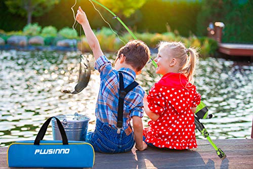 PLUSINNO Kids Fishing Pole with Spincast Reel Telescopic Fishing Rod Combo Full Kits for Boys, Girls, and Adults - color: Green, size: 5FT / 1.5M