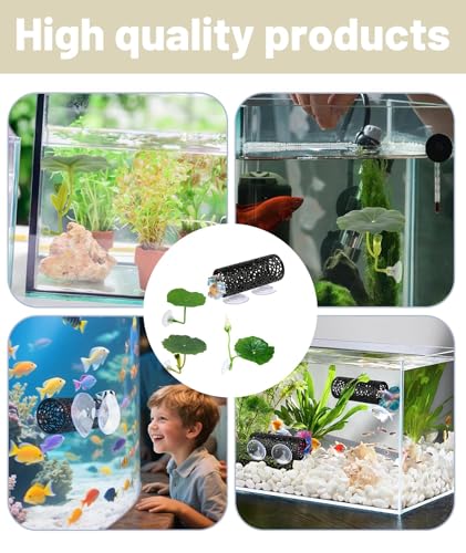 4 Pcs Betta Hammock, Betta Fish Tank Accessories, Betta Fish Hammock with Lotus Decor, Aquarium Decor Set for Betta Fish, Small and Shrimp, Includes Black Tunnel and 3 Lotus Decorations for Play
