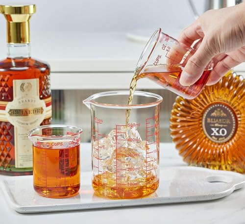 High Borosilicate Glass Measuring Cup-V-Shaped Spout，Glass Measuring Beaker for Kitchen or Restaurant, Easy to Read, 150 ML (5 Oz)-Pack of 2 - size: 150ML(5.0OZ)-Pack of 2