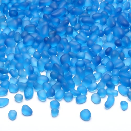 SUREAM Small Aquarium Rocks, 0.8 LB Fish Tank Pebbles for Aquarium, Bulk Sea Glass for Terrarium Vase Filler Home Decor and DIY Crafts (Aquamarine) - color: Aquamarine