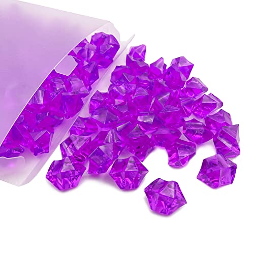 150PCS Fake Ice, Fake Crushed Ice Cubes 16 x 22 mm Artificial Acrylic Crystal Diamonds for Vase Fillers,Table Scatter, Wedding Decoration, Photography Props, DIY Crafts Rose red - color: Pink-red
