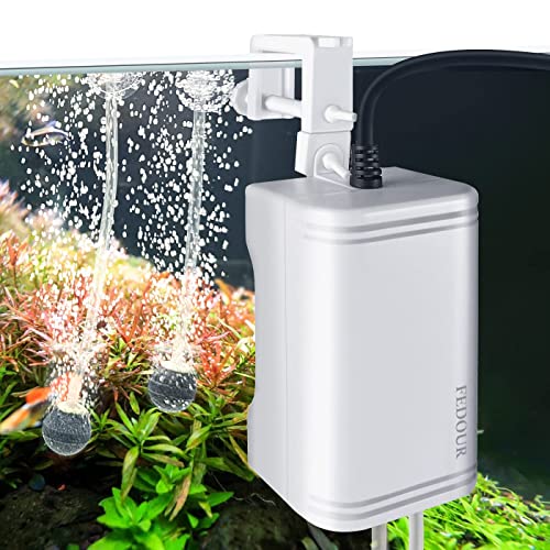 Mini Aquarium Air Pump, 20GPH 48GPH Fish Tank Hang on Oxygen Pump, Ultra Quiet Aquarium Bubbler for up to 60 Gallon Fish Tank - style: 2 Outlets