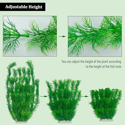 Extra Tall Aquarium Plants 23.6 Inch, 2 Pack Large Fish Tank Plants Plastic, Realistic Artificial Aquarium Decorations with Heavy Ceramic Base, Tall Fake Decorations for Large Fish Tanks - size: 23.62in