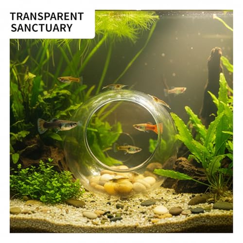 Glass Aquarium Ornament, Transparent Round Glass Ornament for Fish Tank, Compact Decor Piece (1 PC)