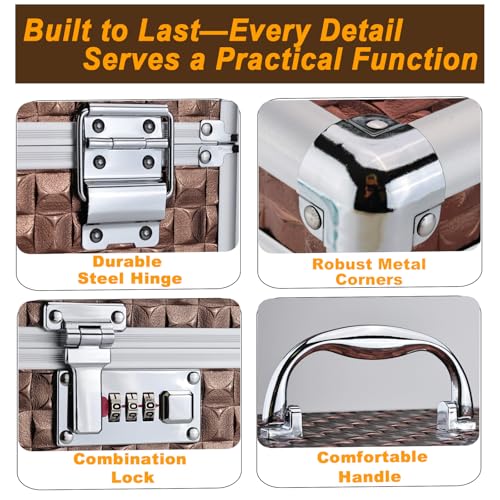 Portable Combination Lock Storage Box with Handle – Multipurpose Locking Case for Home & Outdoor Use, Secure Storage for Accessories, Medicine, Cosmetics, Toys & Tools (Brown, Extra Large) - color: Brown, size: Extra Large