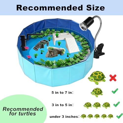 22.8 inch Large Size Turtle Tank Habitat Kit with Basking Platform, for Turtles, Crayfish, Crab, Aquatic Tortoise Enclosure Starter Aquarium, Pet Turtle Reptile Habitat - size: 22.8IN