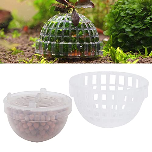 Aquarium Moss Ball Holder, Submerged Plastic, 5 x 3.5cm, Clear Fish Tank Plant Accessory - Mineral Release, Easy Installation, Ideal for Shrimp Breeding and Hiding