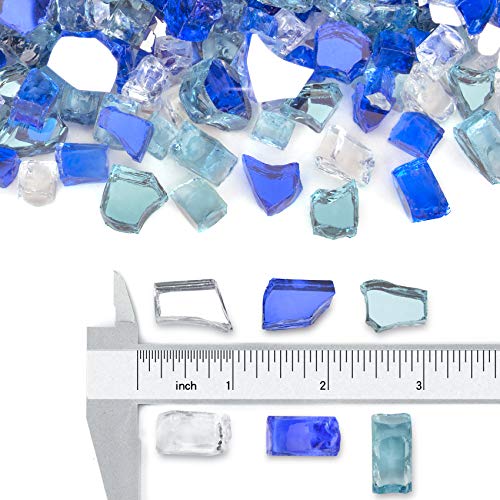 Stanbroil 10-Pound Blended Fire Glass - 1/2 inch Reflective Tempered Fire Glass Blended Aqua Blue, Platinum, Cobalt Blue Reflective Reflective for Indoor and Outdoor Gas Fire Pits and Fireplaces - color: Aqua Blue, Platinum, Cobalt Blue, size: 1/2"