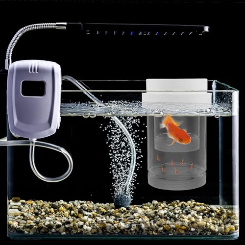 Hemobllo Floating Aquarium Fish Breeding Isolation Box with Fine and Coarse Mesh Nets, Hatchery Incubator for Guppy and Betta Fry Nursery, White Small and Medium Size Set for Fish Tank