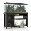 Verano 55-75 Gallon Aquarium Stand with Storage Cabinet, Fish Tank Stand with Power Outlets & LED Light, Wooden Turtle Tank 52 inch x 19.7-inch Desktop, Heavy Duty Steel Frame,1100LBS Capacity (Black)