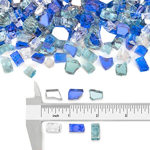 Stanbroil 10-Pound Blended Fire Glass - 1/4 inch Reflective Tempered Fire Glass Blended Aqua Blue, Platinum, Cobalt Blue Reflective Reflective for Indoor and Outdoor Gas Fire Pits and Fireplaces - color: Aqua Blue, Platinum, Cobalt Blue, size: 1/4"