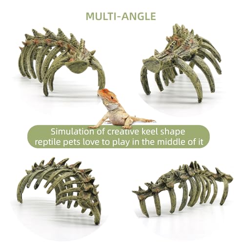 Aquarium Skull Animal Skeletons, Reptile Tank Accessories, Fish Tank Decorations for Amphibians, Betta Fish, Shrimp, Hermit Crab, Leopard Gecko