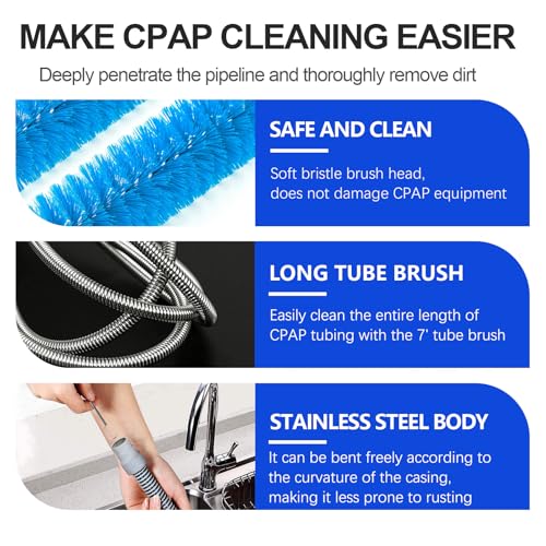 CPAP Cleaning Kit, CPAP Cleaner & CPAP Hose Cleaner Brush for CPAP Machine | CPAP Tube and Mask Cleaning Brush,CPAP Accessorie Supplies，CPAP Hose Cleaner Brush，Universal Fit For 15mm & 22mm CPAP Tubes