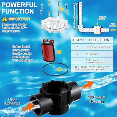 Dreyoo 2 PACK Pool Check Valve Compatible with Jandy 1-1/2-Inch to 2-Inch Check Valve, 180-degree Regulator Positive Seal & Non Lube Pump Flow Regulator for Swimming Pools and Spas - size: 1-1/2-Inch to 2-Inch