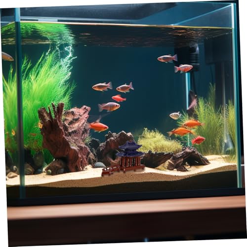 Mini Pavilion Curved Bridge Aquarium Ornament for Fish Tank Decoration Ceramic Landscape Adornment for Garden and Decor Unique Indoor and Outdoor Decor