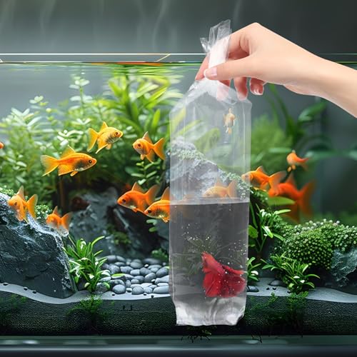 50pcs Thick Plastic Fish Transport Bags 6x34cm for Live Betta and Guppy Shipping Aquarium Packaging Pouches