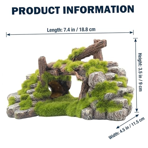 Small Aquarium Decor, Natural Mossy Bridge & Stone Hideout for Fish and Shrimp, Aquarium Decorations to Enhance Tank Landscape Hides Decorations