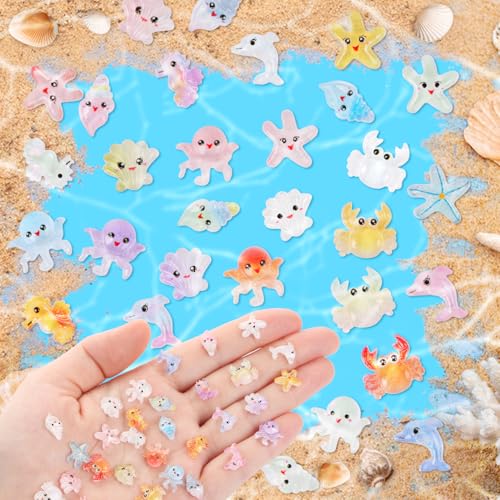 150pcs Mini Resin Animal Figures Miniature Ocean Statues Mixed Marine Animal Ornaments Tiny Sea Animals Set for Aquarium Fish Tanks Dollhouses Gardens Landscape DIY Crafts Nail Art Decor