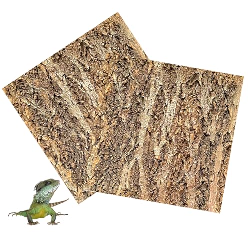 Tfwadmx 2PCS Cork Terrarium Background 11.8” x 11.8” Natural Cork Bark Backdrop Reptile Background Climbing Wall Terrarium Accessories for Lizard, Tortoise, Gecko, Bearded Dragon, Chameleon - size: 2Pcs-11.8” x 11.8”