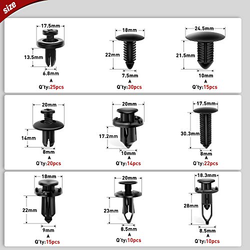 Nilight 360Pcs Car Retainer Clips Fastener Remover Kit - 18 Most Popular Sizes Auto Push Pin Rivets for Benz BMW Toyota Honda Subaru Nissan Mazda - color: 360PCS Clips + Remover