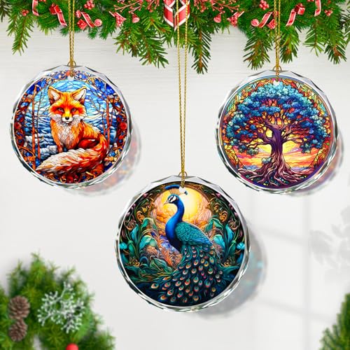 Peacock Stained Glass Ornament - Christmas Tree Decoration, Peacock Ornaments for Exchange - color: Peacock