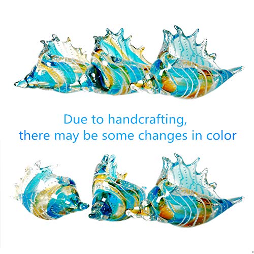 EUSTUMA Hand Blown Glass Conch Figurines Ornament,Sea Animal Ornament for Home Decor,Sea Animals Collection for Birthday Gift,Glass Seashell - color: Conch