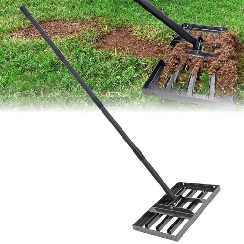 Lawn Leveling Rake 17"x10",Lawn Leveling Tool with 68" Long Adjustable Stainless Steel Handle for Leveling Soil,Grass,Sand or Dirt,Heavy Duty Lawn Leveler for Backyard,Garden,Golf Course,Farm,Pasture - style: 17"x10"