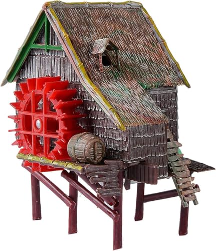 RUIAN Aquarium Decorations Waterwheel Hut (Big Water Truck) Air Action Aerating Fish Tank Ornaments Air Bubbler Movement Decorations