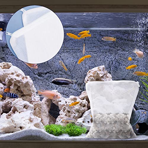 Segarty Filter Media Bags, 10PCS 11.7x7.8 Inch Aquarium Nylon Mesh Bags with Plastic Zipper, Fish Tank White Net Bags for Pellet Carbon, Bio Balls, Ceramic Rings, Ammonia Remover - color: high flow（white）, size: 11.7" x 7.8"
