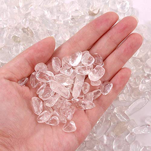 WAYBER 1 Lb/460g Natural White Clear Quartz Crystal Stones Irregular Aquarium Pebble Decorative Rocks Gravels Sands for Turtle Tank//Terrarium/Flowerpot/Vase Decoration (Fill 1 Cup) - color: Clear, size: 1 Pound