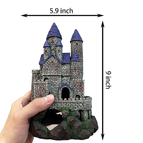 SLOCME Aquarium Middle Ages Resin Castle Decorations - Fish Tank Gothic Castle Hiding Cave Ornament