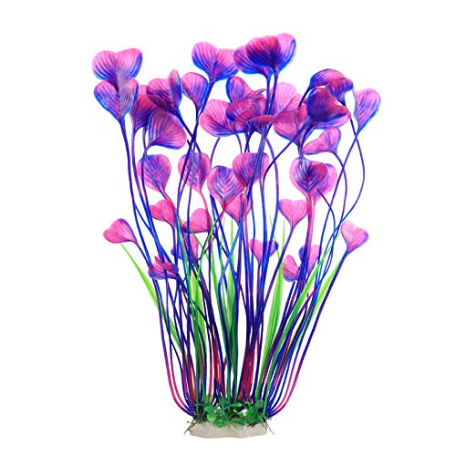 ALEGI Fish Tank Decorations Plastic Plants Large,Aquarium Artificial Plants Decoration Ornament Safe for All Fish-16 inch 2Pcs (Purple 2 pcs) - color: Purple 2 Pcs
