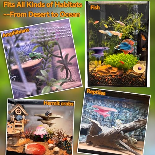 Mushroom Decor for Reptile Tank, Fish Tank, Pet-Safe Bearded Dragon Tank Accessories, Realistic Terrarium Plants for Crested Geckos, Frogs,Realistic Habitat Ornament (Pink) - color: Pink