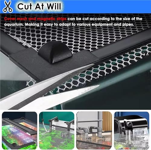 Aquarium Anti-Jump Cover， Square Terrarium Top Covers Anti-Fish Jump Net with Corner Handles(L30xW30cm) - size: L30xW30cm